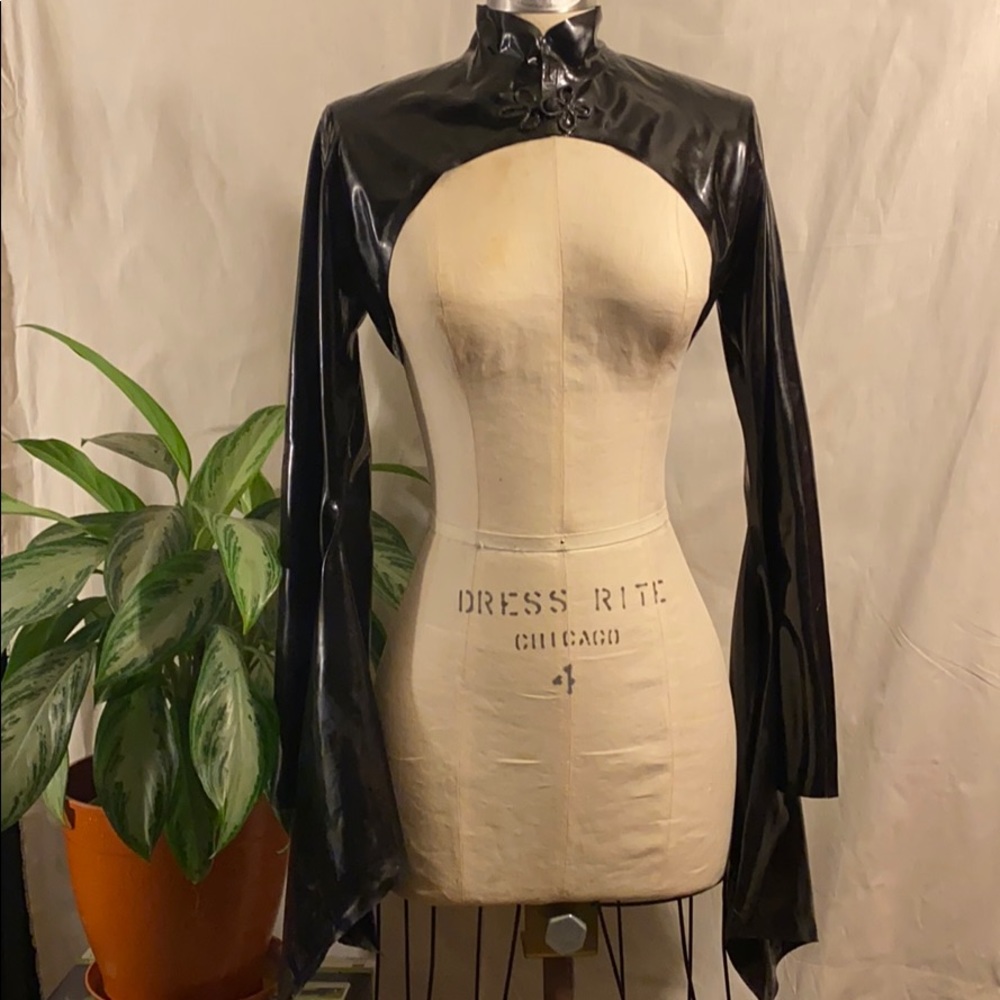 LATEX kimono sleeves high collar busty cosplay top